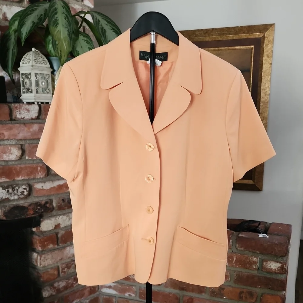 Harve Benard Peach Tailored Set Blazer & Pants Size 16 Vintage Chic Power Suit